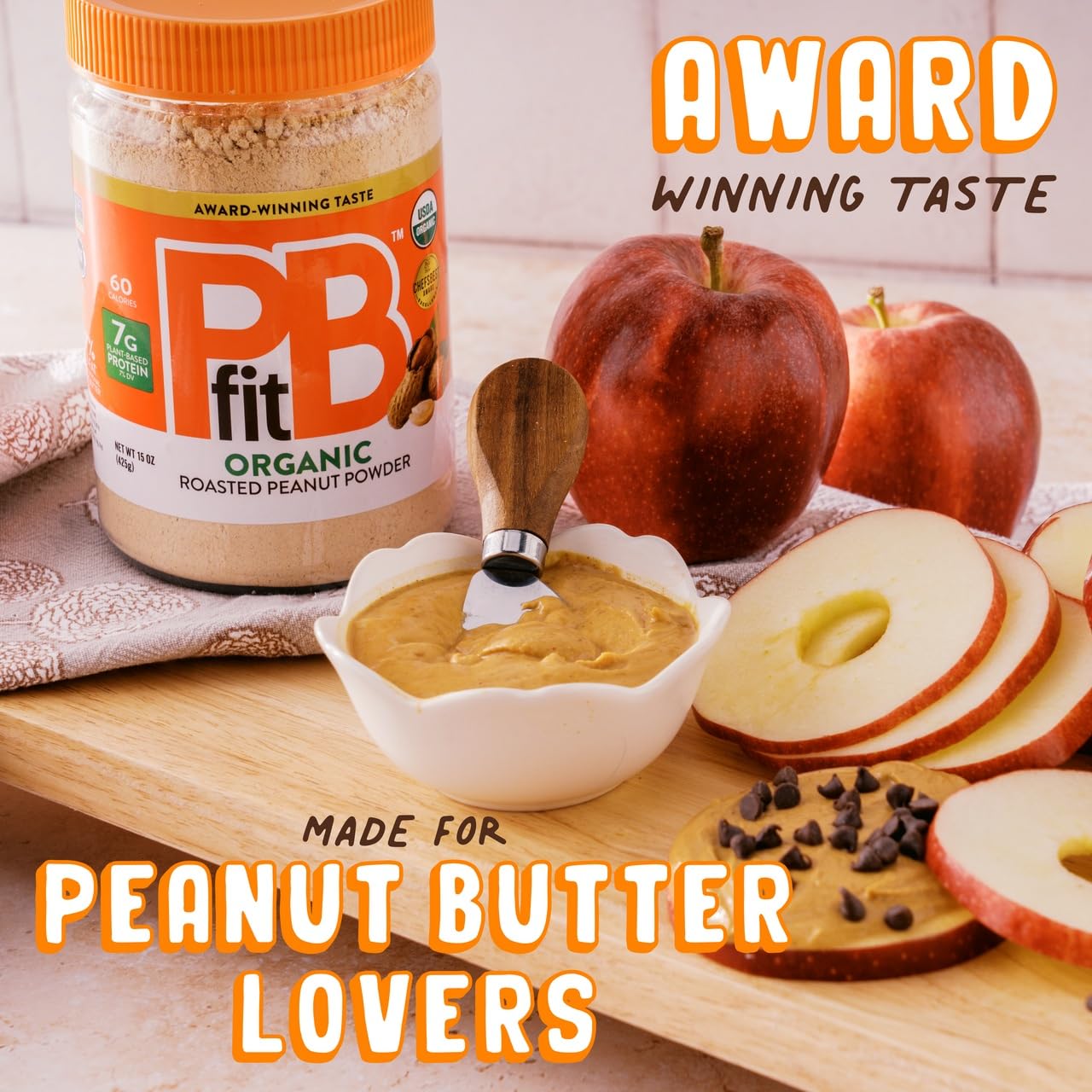 PBfit ingredients: organic roasted peanuts, coconut sugar, and salt highlighted.