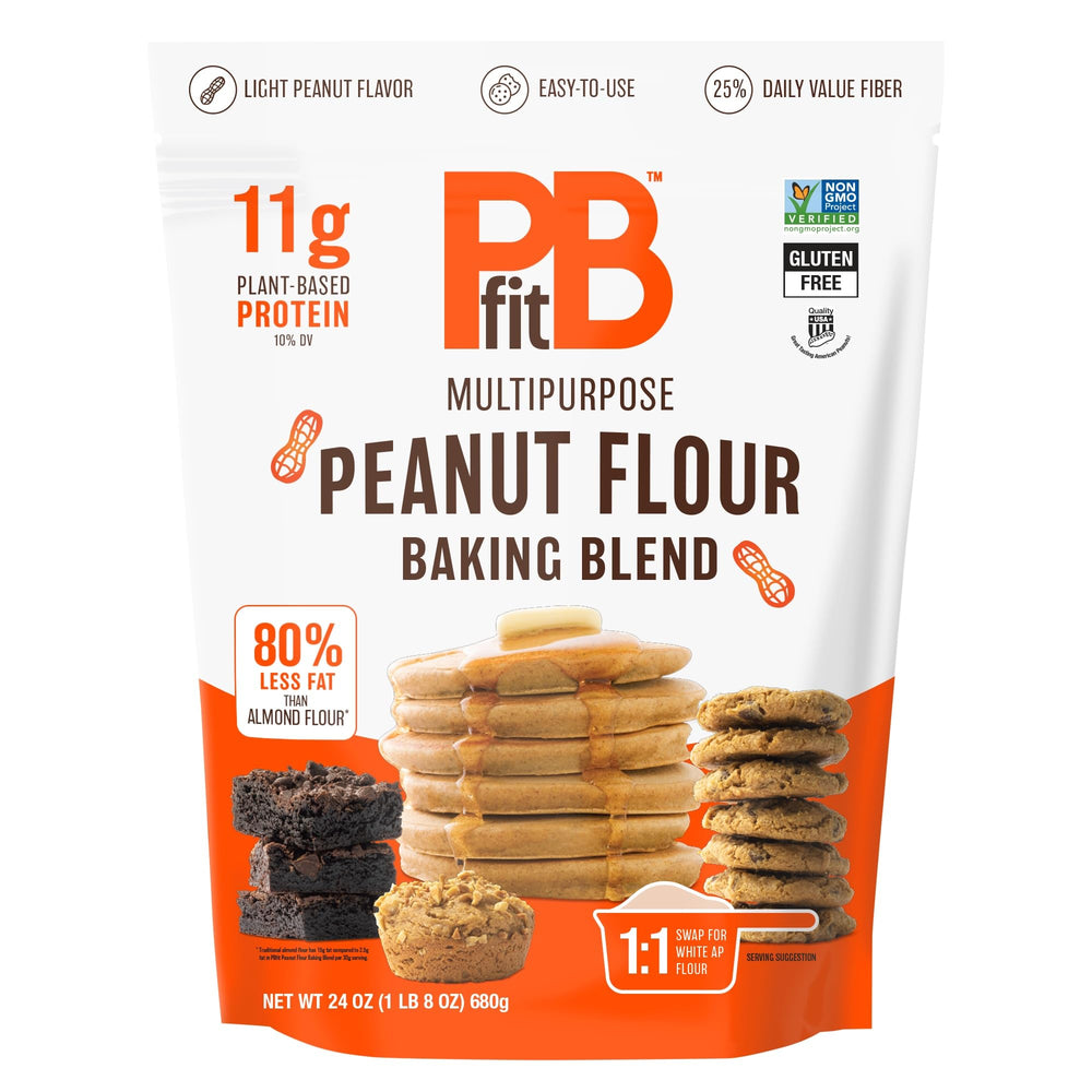 PBfit Peanut Flour Baking Blend showing 11g protein per serving for baking