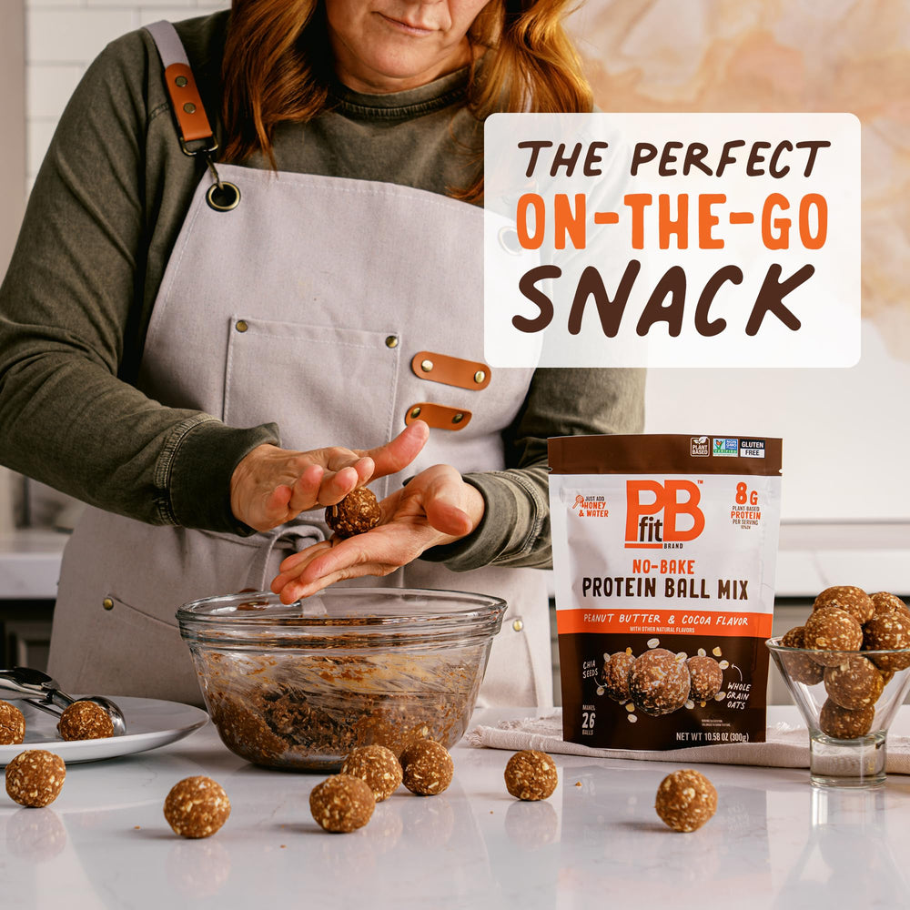 PBfit protein balls in a bag, ready-to-go snack.