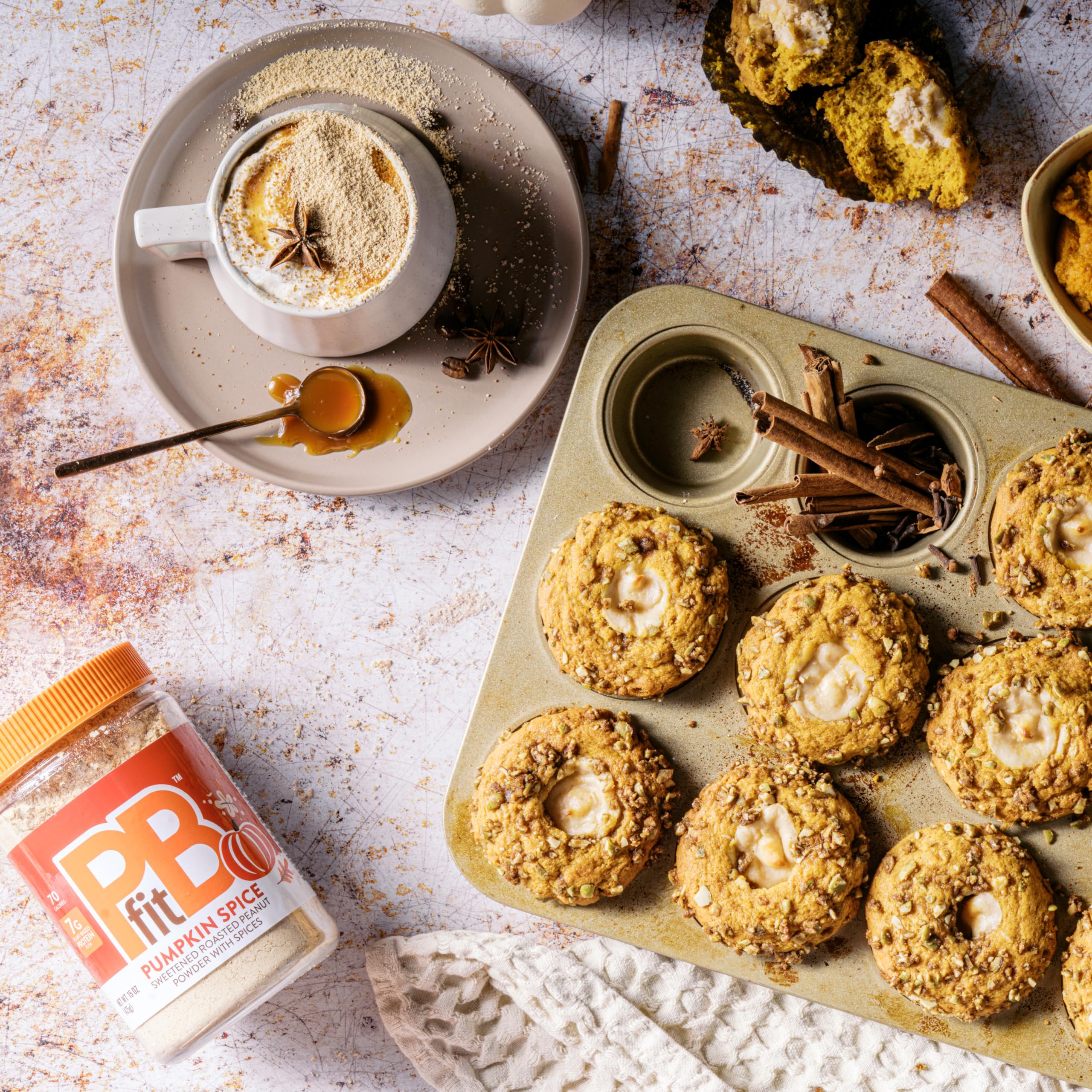 Baked pancake enhanced by PBfit Pumpkin Spice powder for extra flavor.