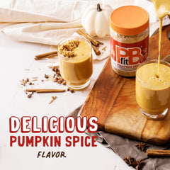 Smoothie shot with PBfit Pumpkin Spice powder for a protein boost.