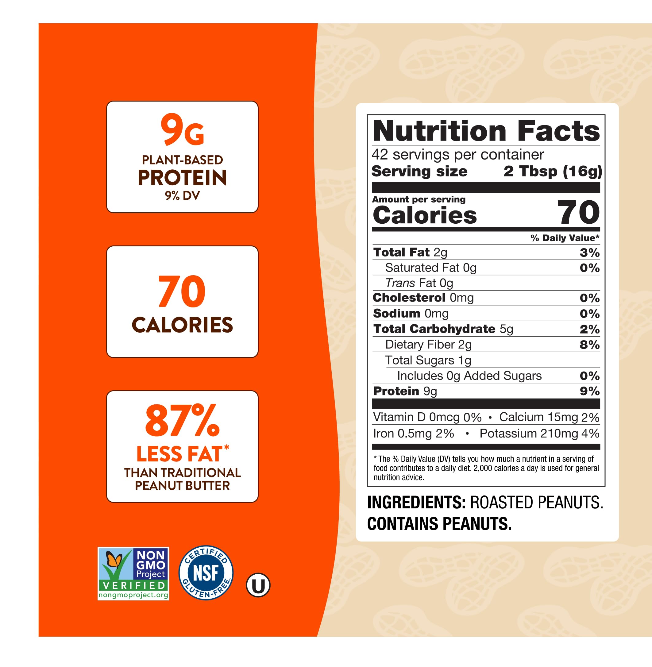 PBfit Simply Peanut Powder jar front highlighting low fat and protein