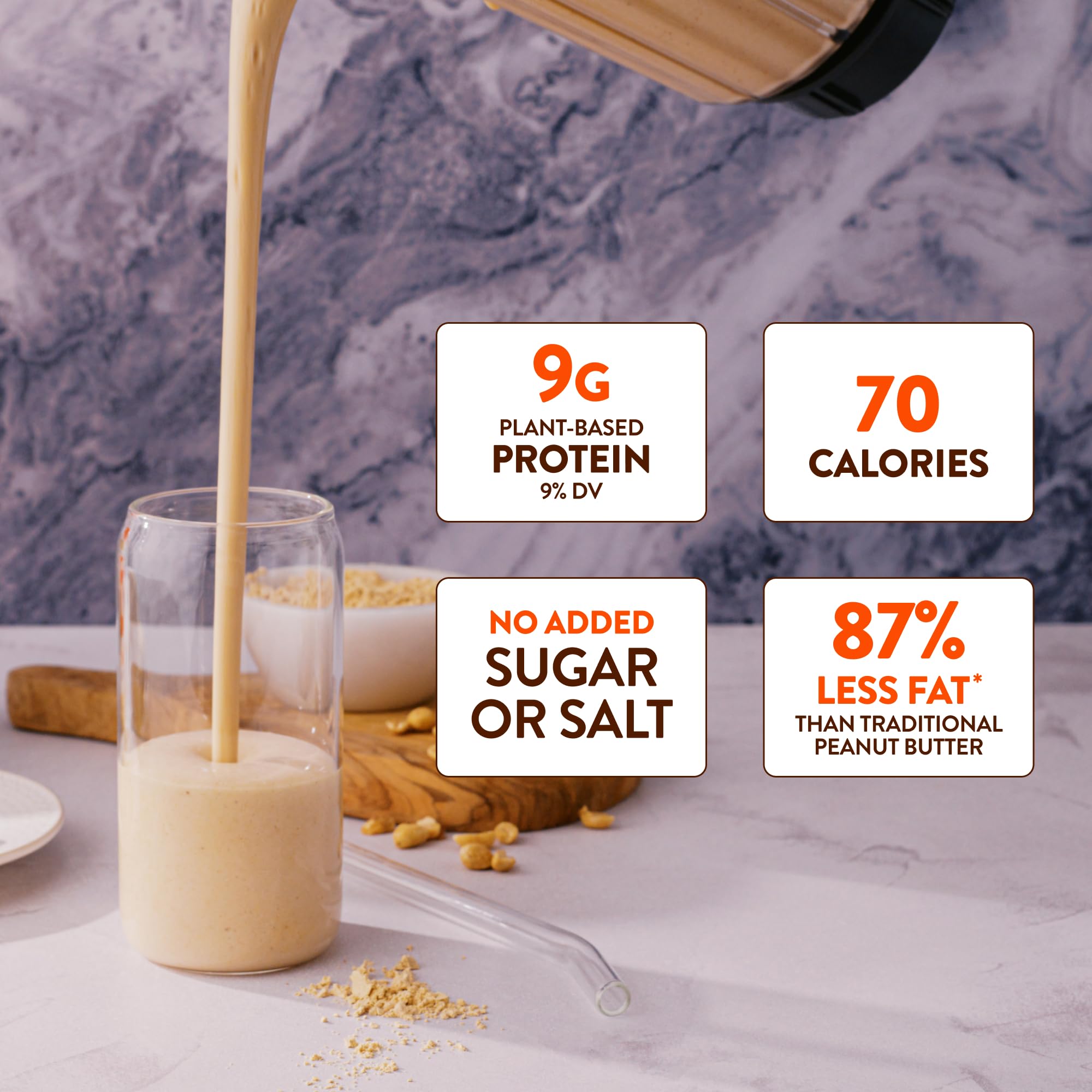 PBfit Simply Peanut Powder on pancake batter for keto-friendly breakfast