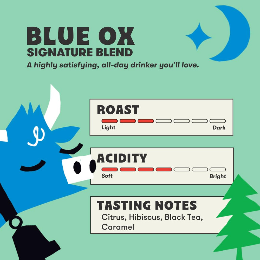 Blue Ox Blend being prepared in a mug, inviting aroma.