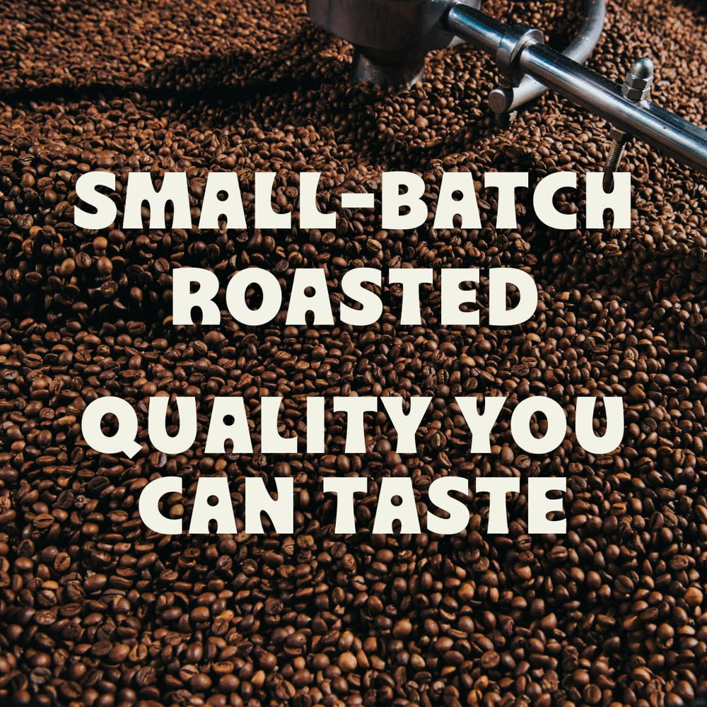 Freshly roasted Peace Coffee Blue Ox Blend beans for home brewing.