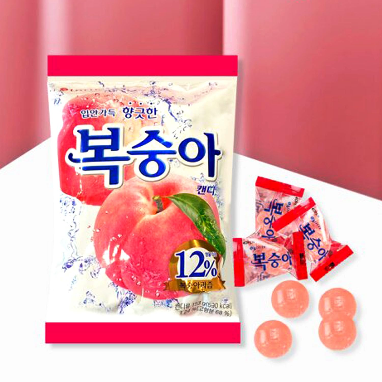 On-the-go Peach Hard Candy snack tucked in a bag for quick sweetness.