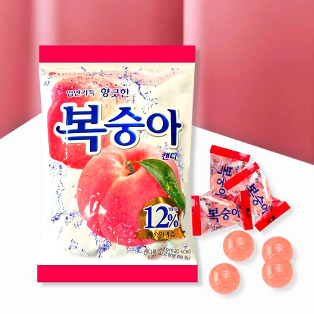 On-the-go Peach Hard Candy snack tucked in a bag for quick sweetness.