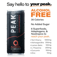 Peak Cocktails Lemon Juniper Fizz glass shows light, calming flavors.