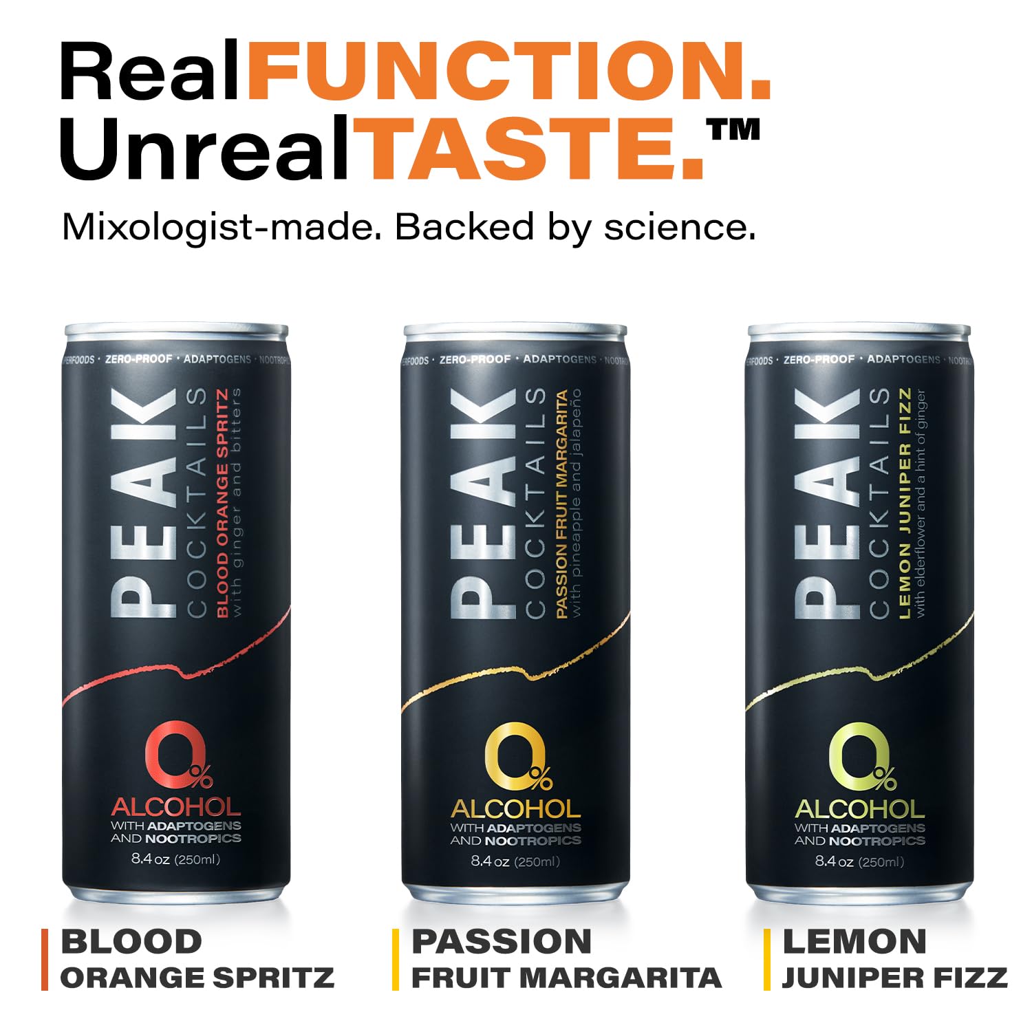 Peak Cocktails social moment table features eye-catching cans.