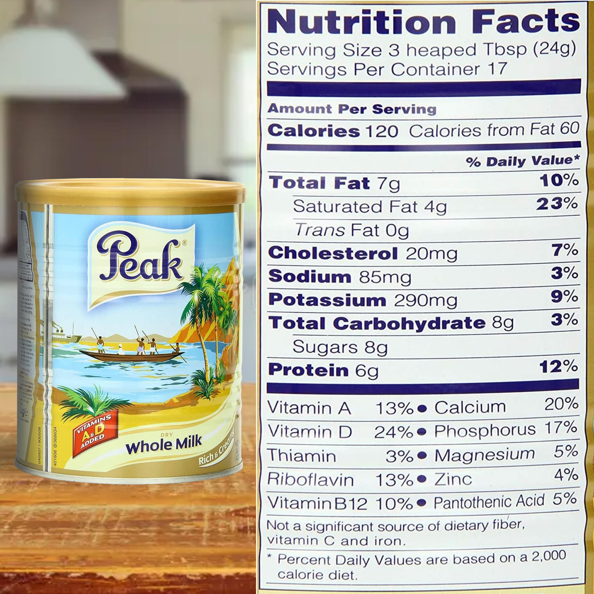 Peak milk powder offers a creamy, versatile 3.5% fat.