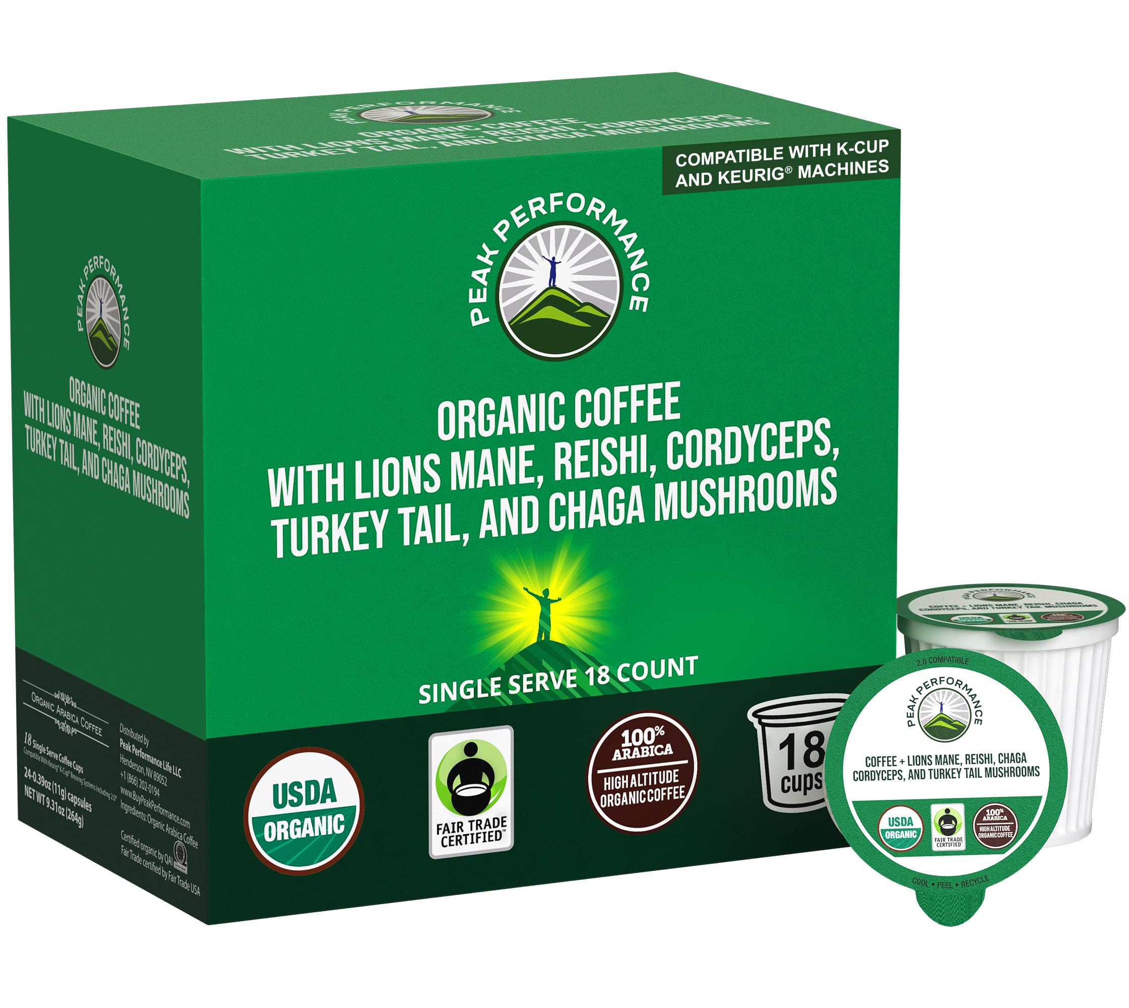 Peak Performance Lion's Mane pod for focused energy and mental clarity.