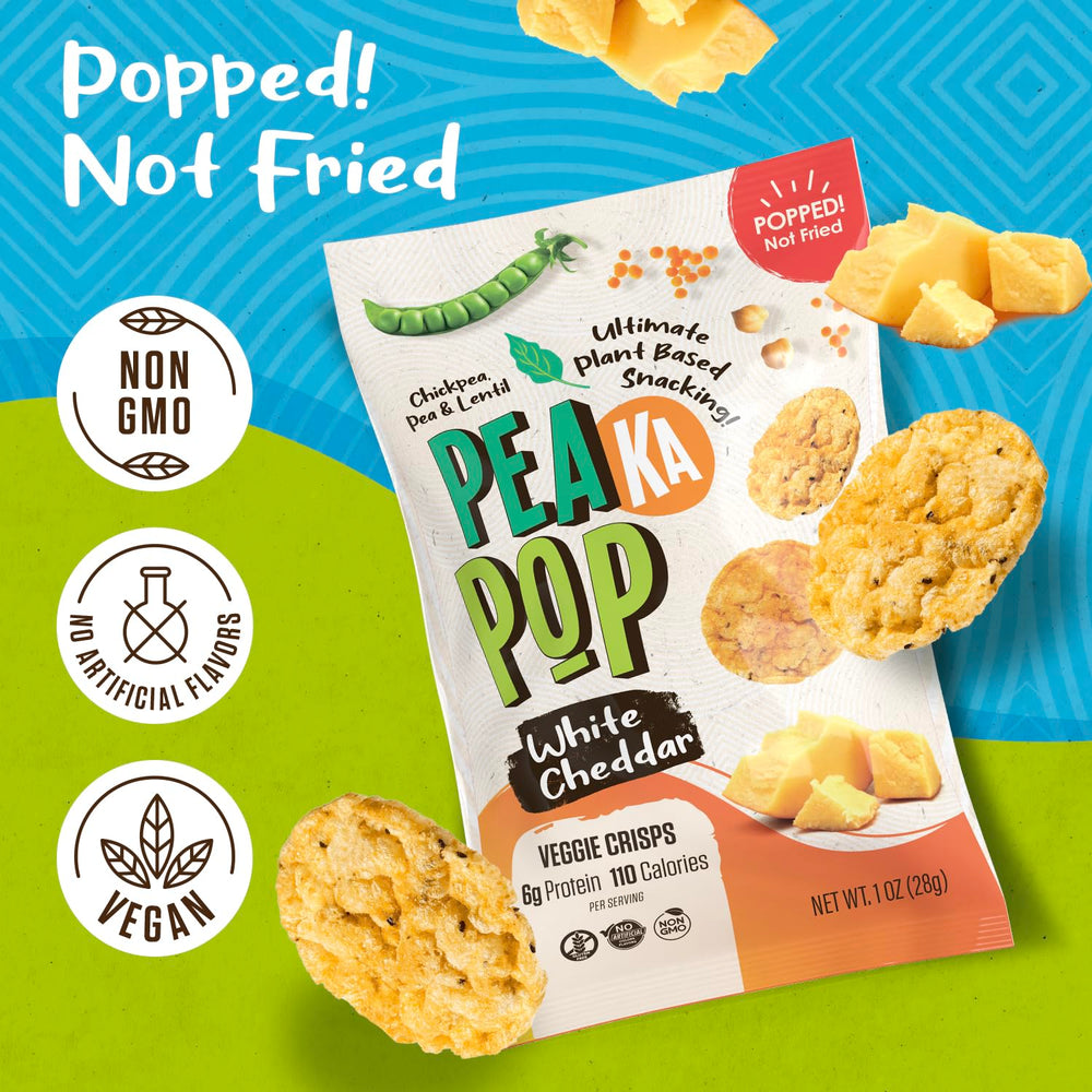PeaKaPop bag on table, convenient 1 oz portion