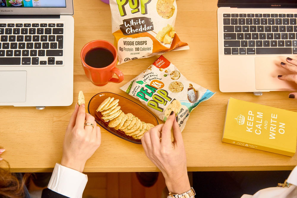 Ingredients of PeaKaPop chips: pea, lentil, chickpea blend