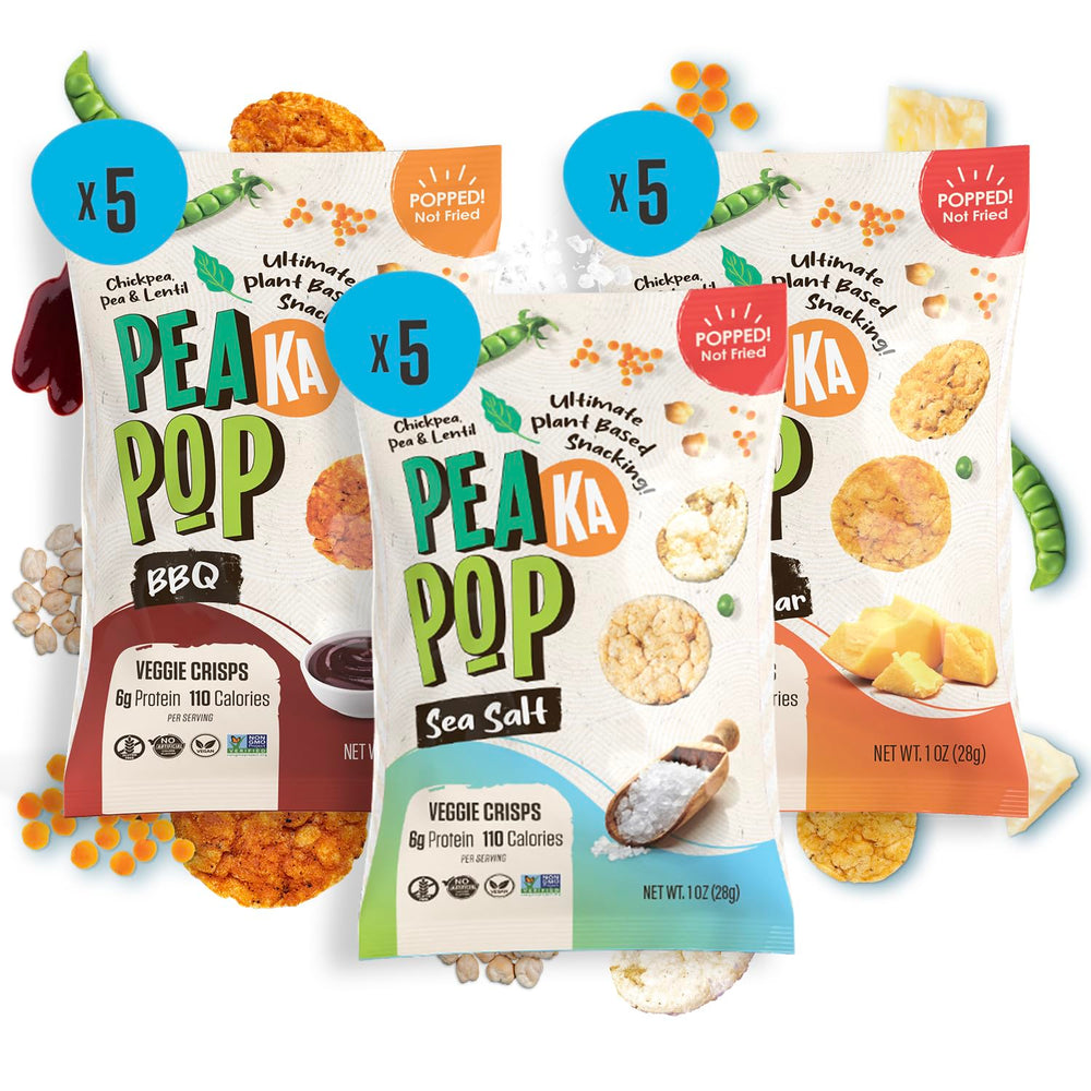 PeaKaPop BBQ bag, savory plant-based snack with crunch