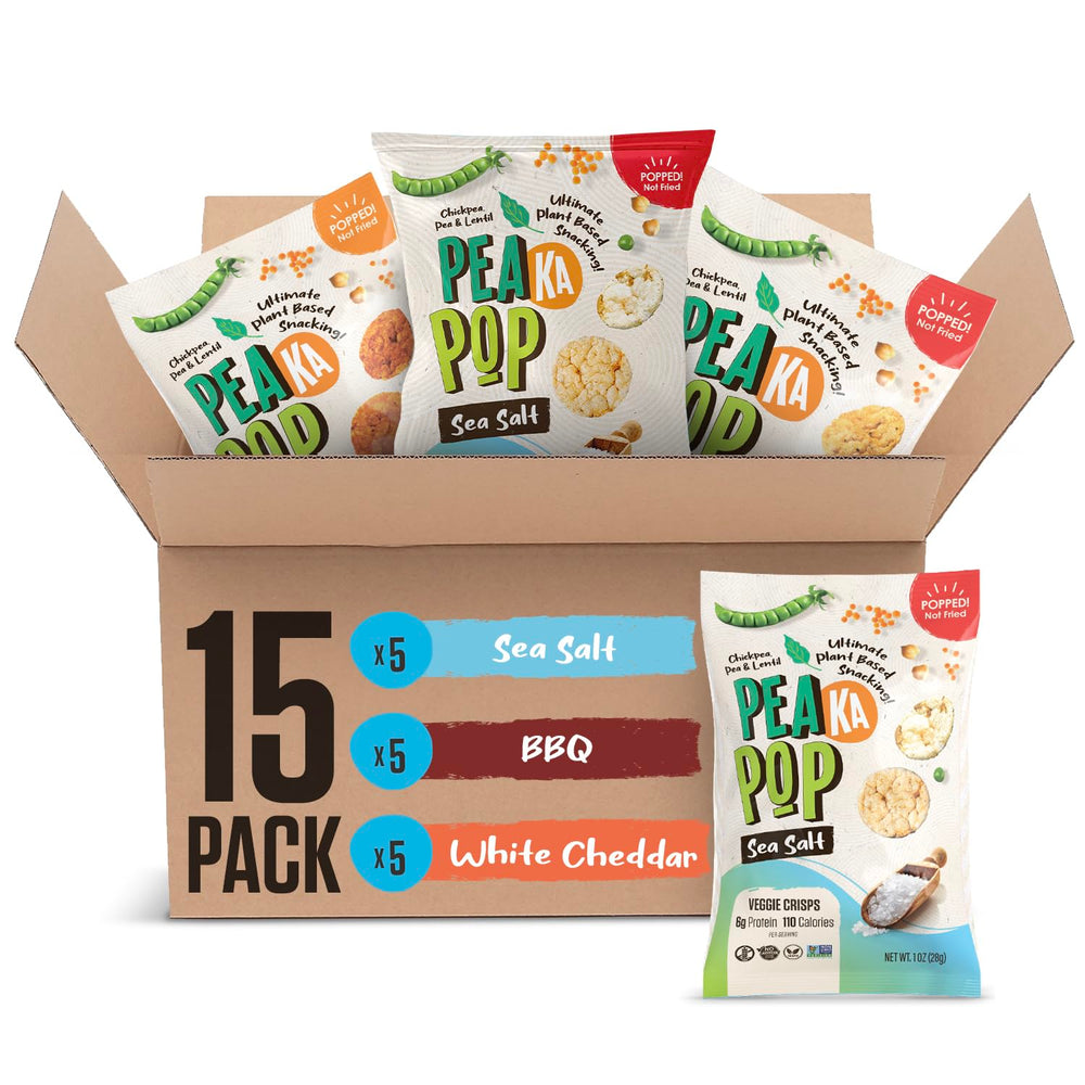 PeaKaPop Sea Salt bag, crispy on-the-go snack for busy days