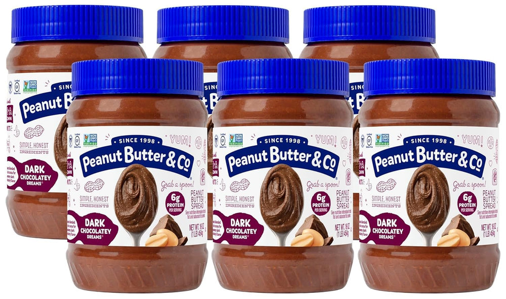 Peanut Butter & Co. Dark Chocolatey Dreams jar with rich dessert-inspired spread for snacking