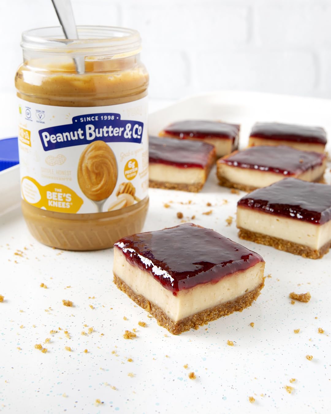Spoonful of The Bee’s Knees honey peanut butter, versatile for toppings and snacks.