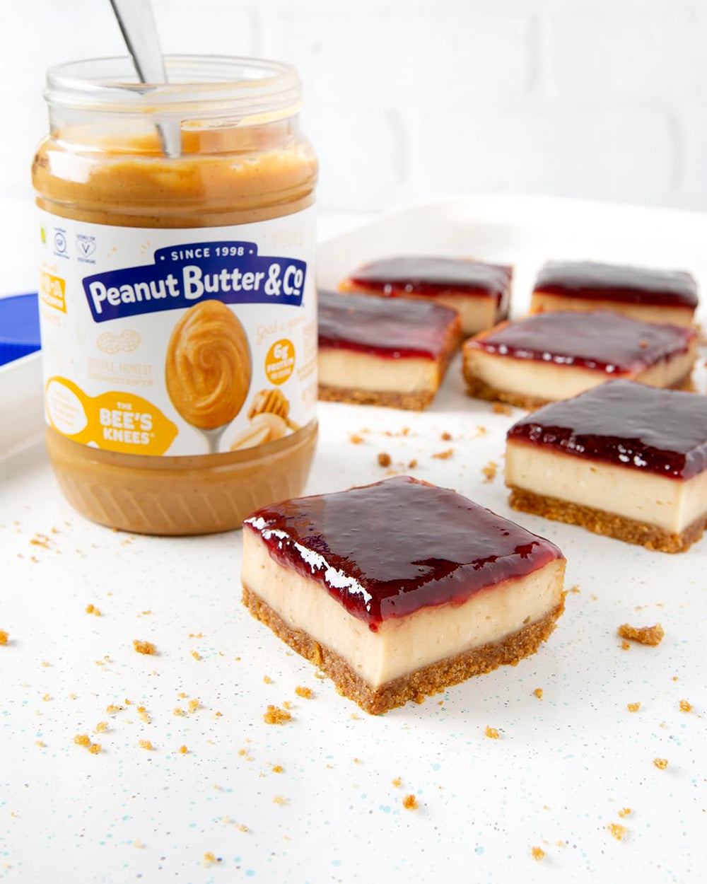 Spoonful of The Bee’s Knees honey peanut butter, versatile for toppings and snacks.