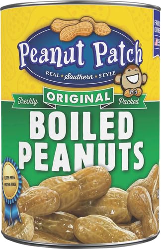 Peanut Patch boiled peanuts with four 13.5 oz cans, ready for quick snacking
