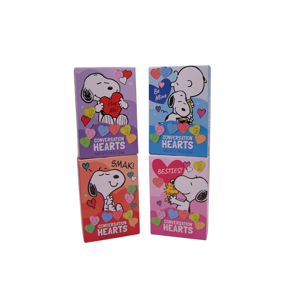 Peanuts Snoopy box artwork showcasing pastel heart design for gifting