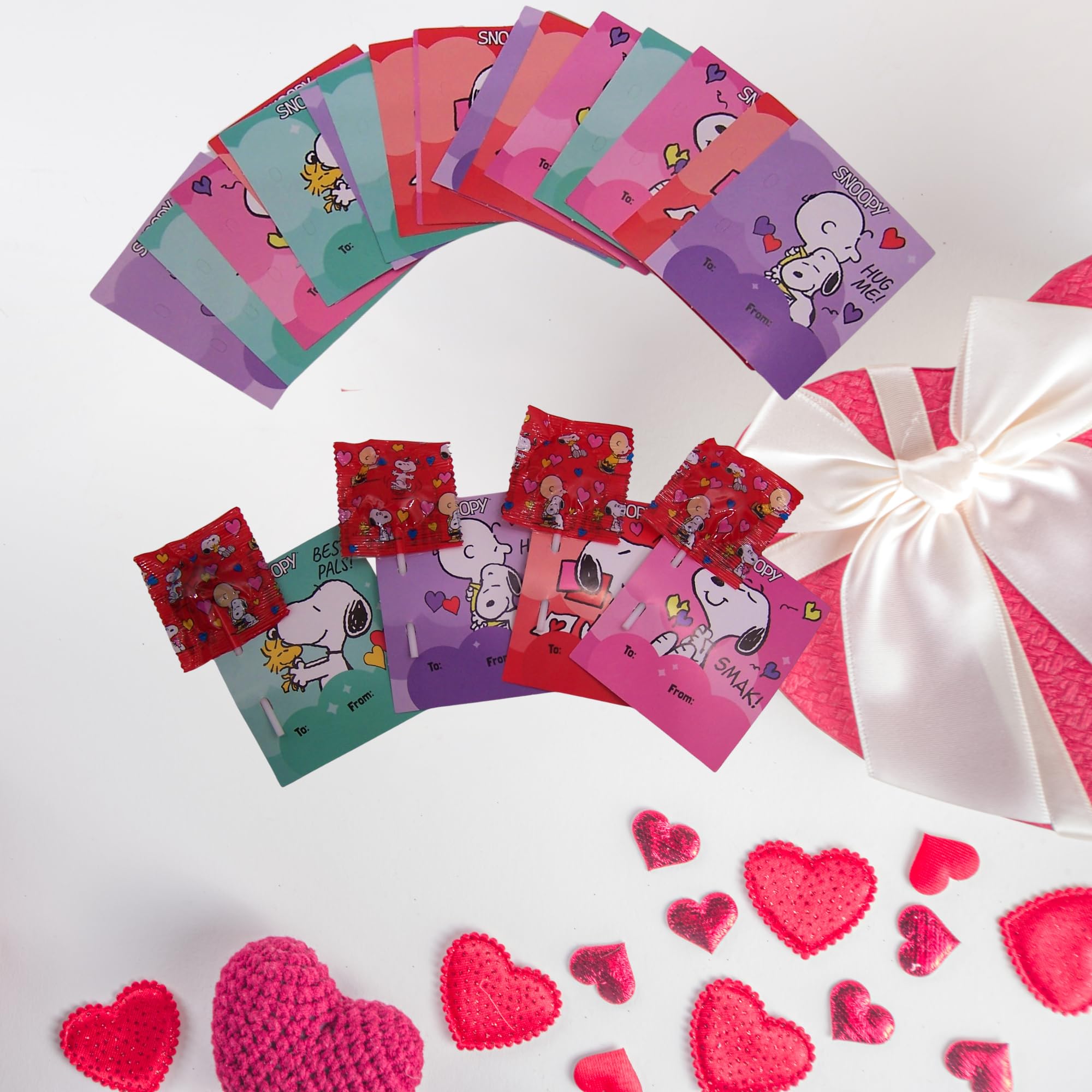 Charming Snoopy artwork enhances the appeal of Valentine treats