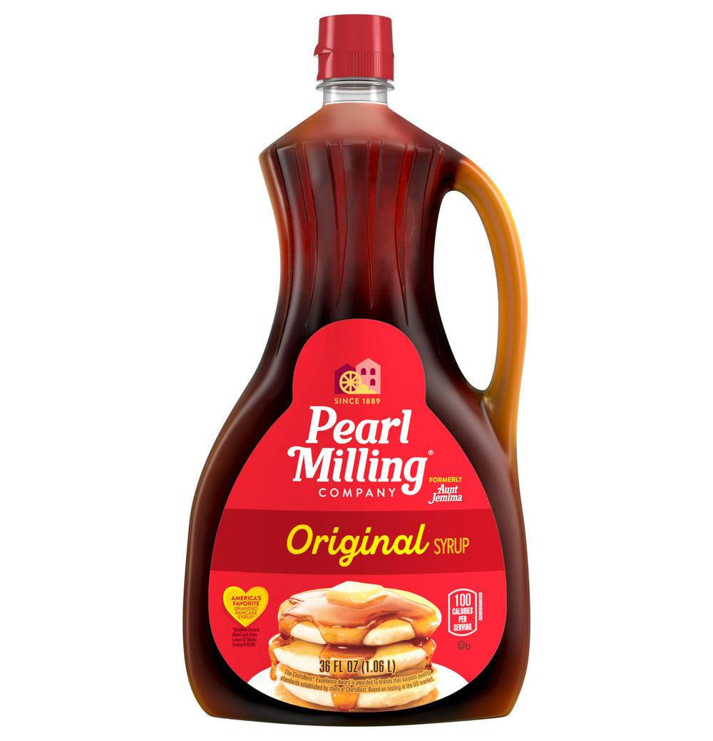 Pearl Milling Company Original Syrup bottle ready to sweeten pancakes