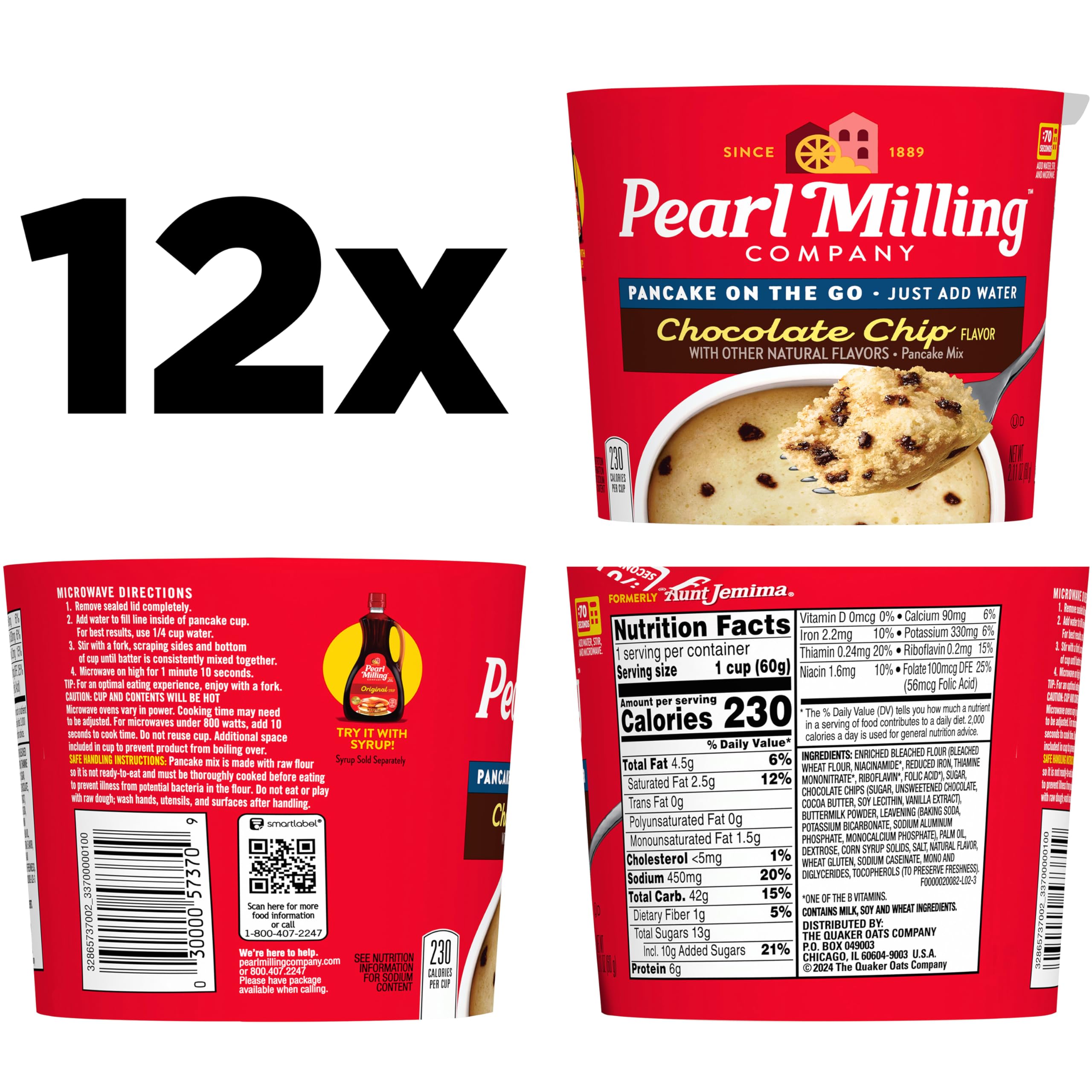 Pour-ready Pearl Milling Company pancake cups chocolate chip for easy prep