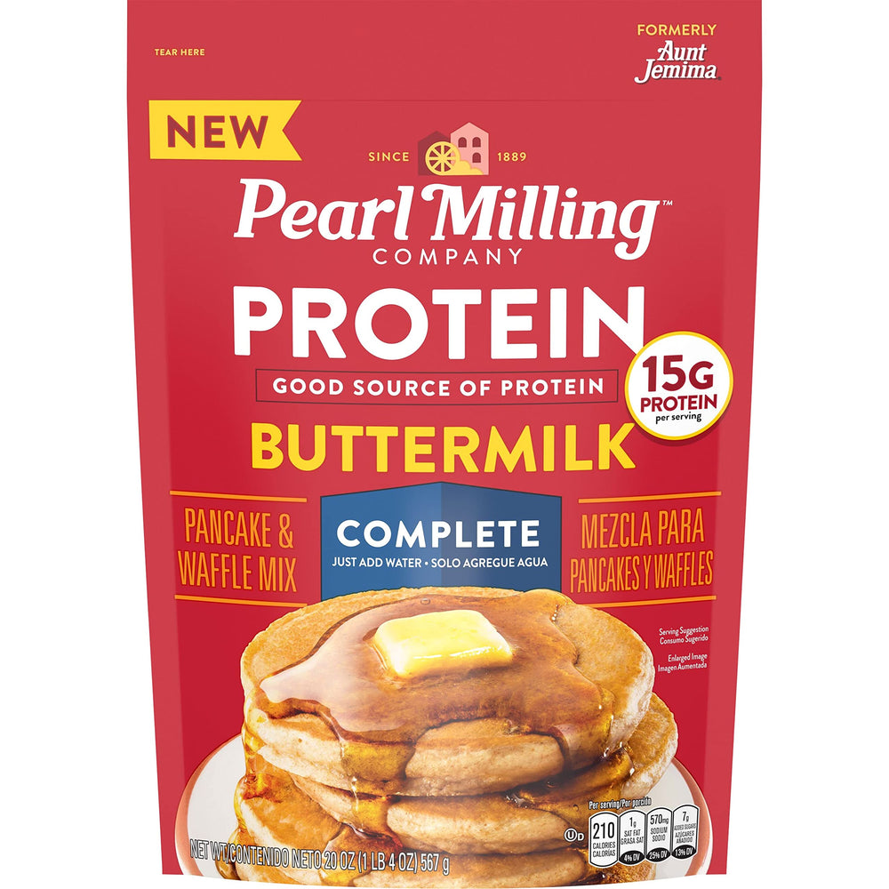 Pearl Milling Company protein pancake mix pouch front for a quick breakfast option.