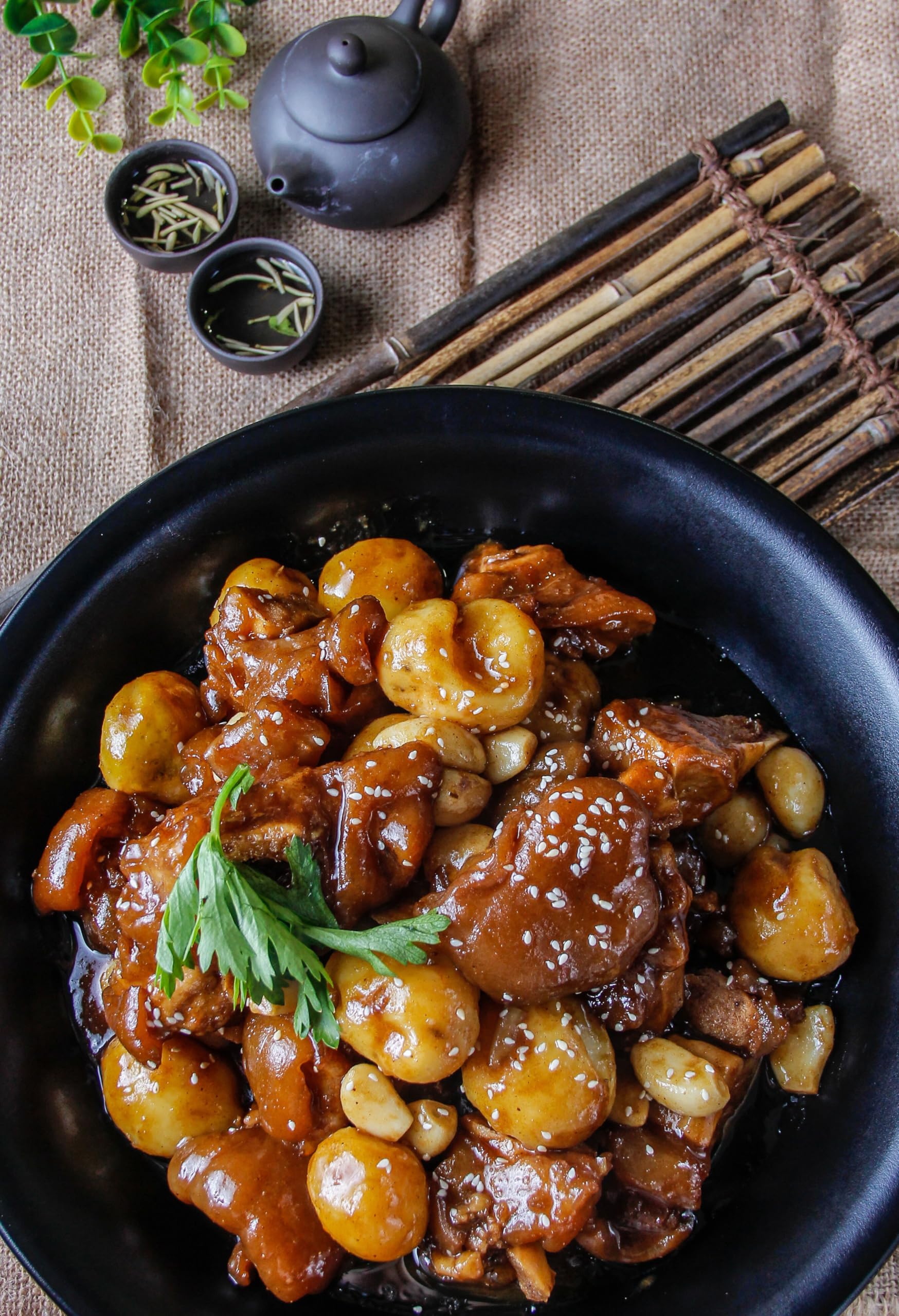 Serving stir-fried vegetables with Pearl River Bridge Light Soy Sauce