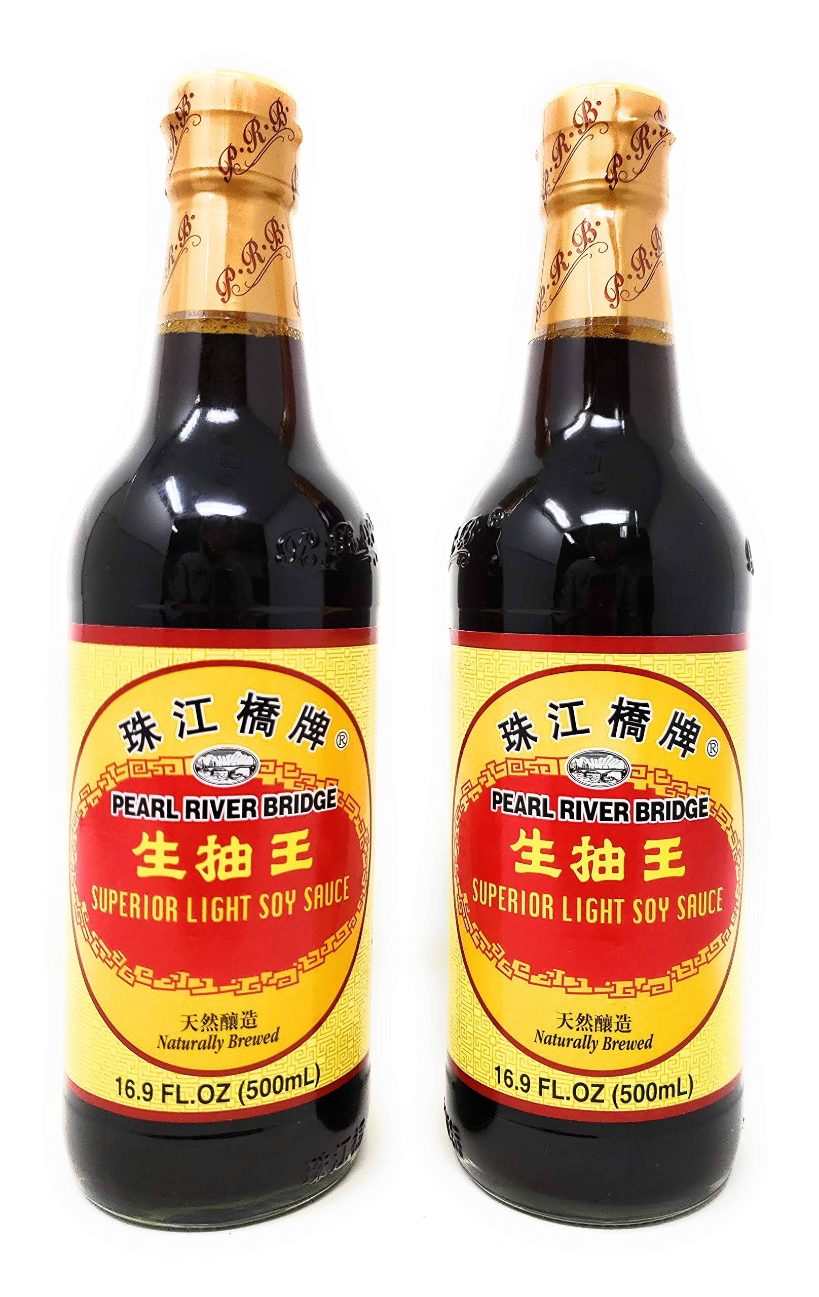 Pearl River Bridge Superior Light Soy Sauce bottle enhances stir-fry flavor with subtle color.