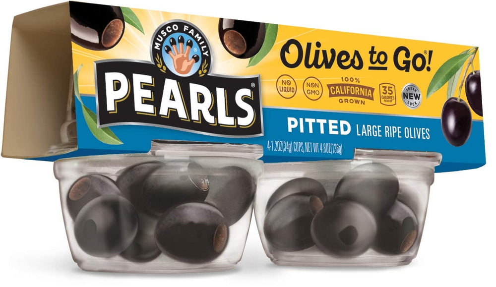 Close-up of PEARLS Olives To Go highlighting buttery flavor.