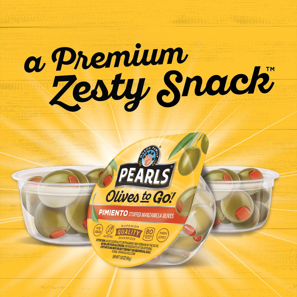 Pearls Olives To Go briny nutty flavor boosts lunch bowls