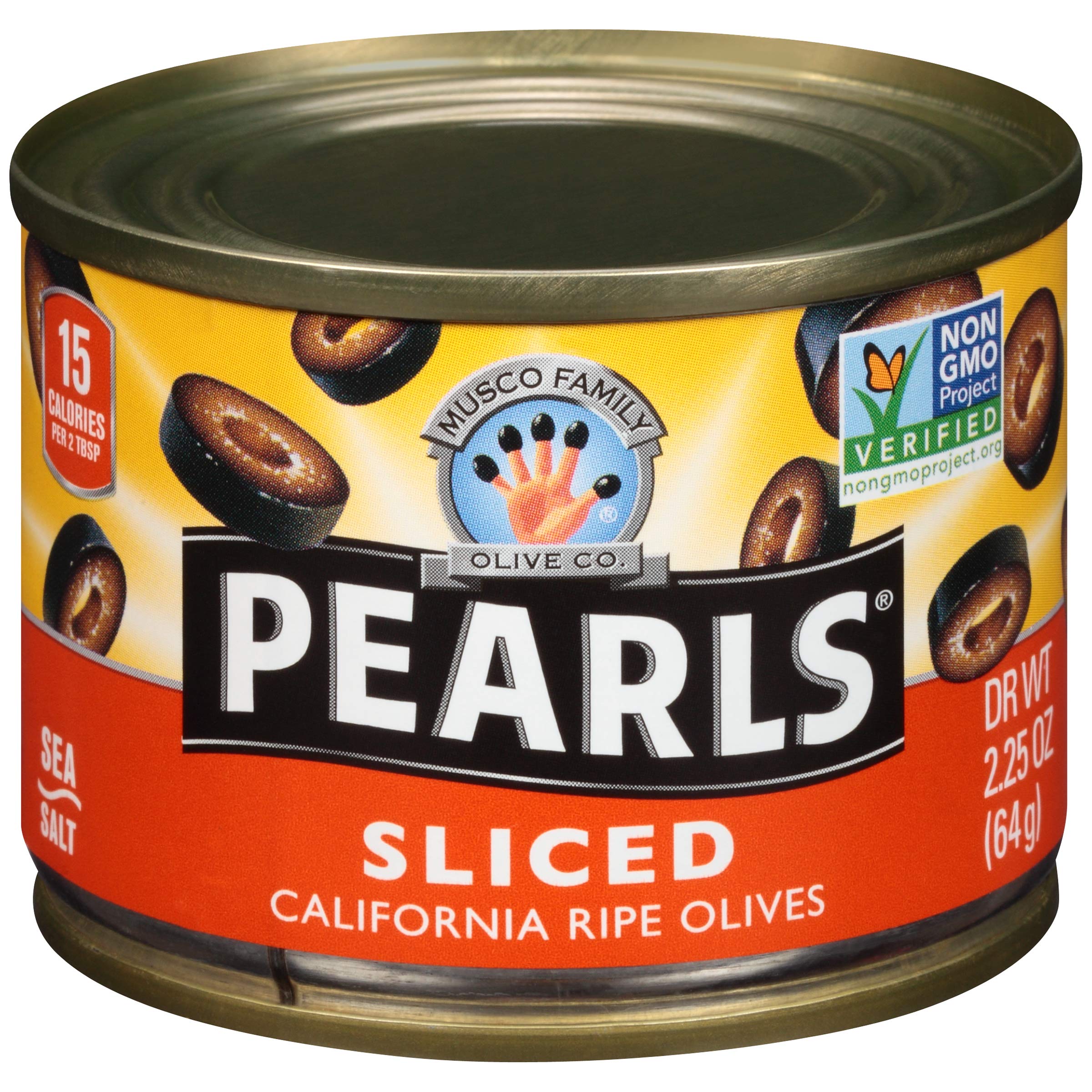 PEARLS sliced-ripe-black-olves pack cover, ideal pantry staple for Mediterranean meals.