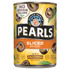 Pearls Sliced Ripe Olives in six cans offer quick, savory snacking convenience.