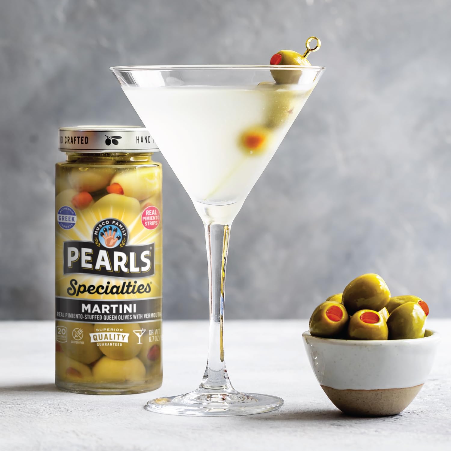 Pearls Specialties Greek-origin olive preserved in its source