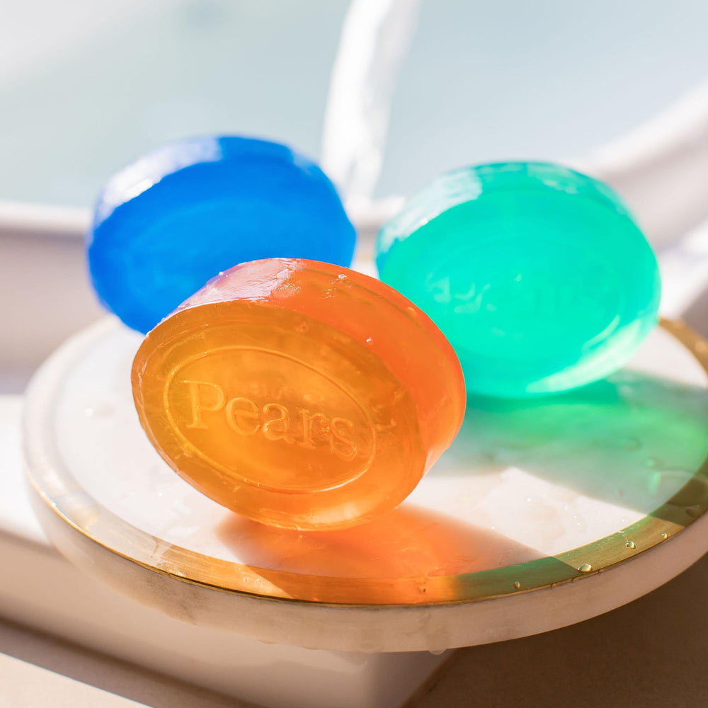 Pears soap bar ready for daily routine with hand-finished craftsmanship.