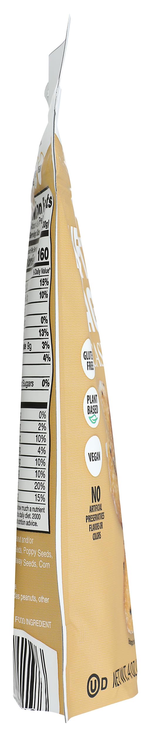Label highlights no hydrogenated fats or high fructose corn syrup.
