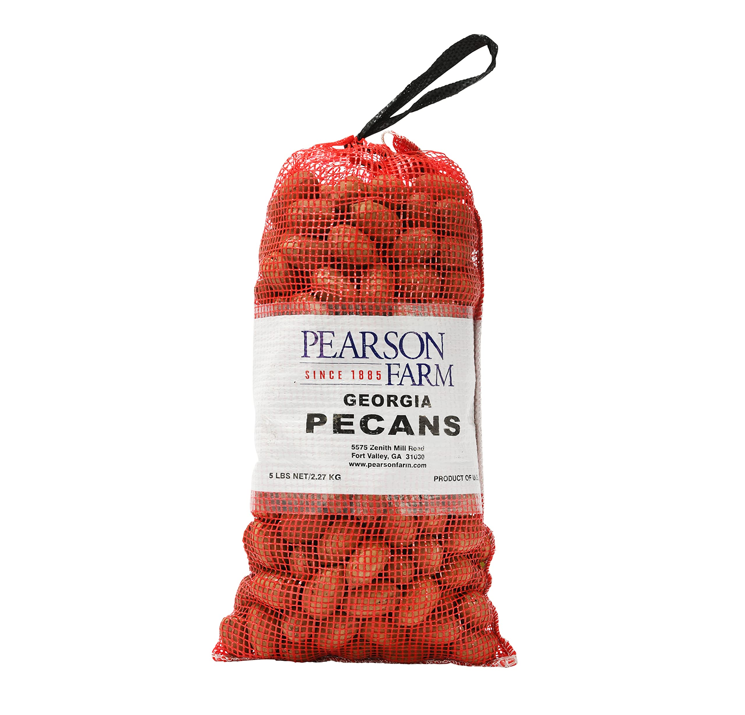 Pearson Farm inshell Georgia pecans 5 lb bag, ideal for snacking and baking.