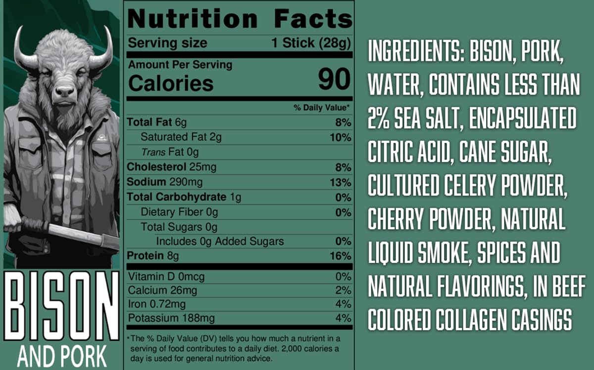 Pearson Ranch Bison Meat Stick close-up, savory and satisfying protein bite.