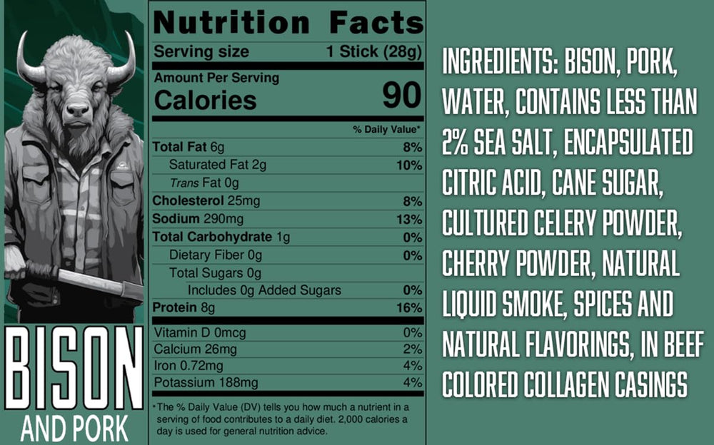 Pearson Ranch Bison Meat Stick close-up, savory and satisfying protein bite.