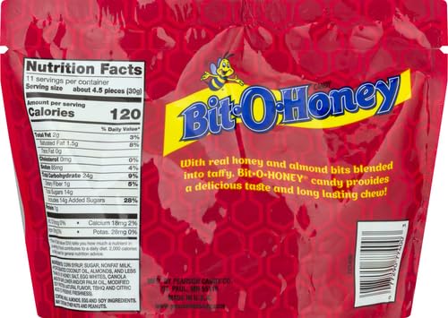 Pearson's Bit-O-Honey almond bits visible in chewy candy