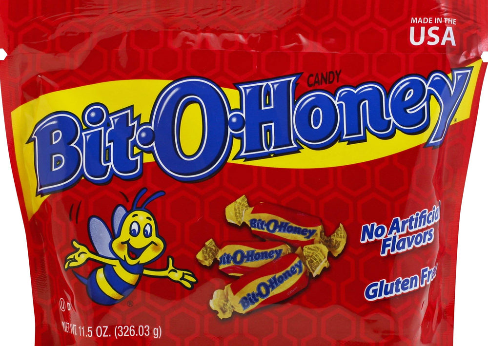 Pearson's Bit-O-Honey honey chewy candy rectangle close-up showing texture