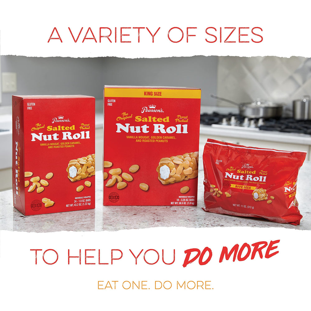 Pearson's Bite-Size Salted Nut Roll showcasing golden caramel layer
