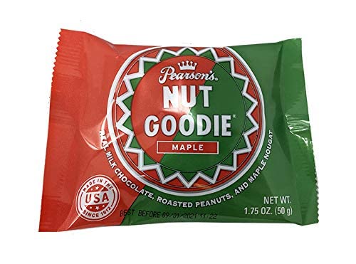 Pearson's Nut Goodie with real milk chocolate and maple nougat offers a creamy, indulgent treat.