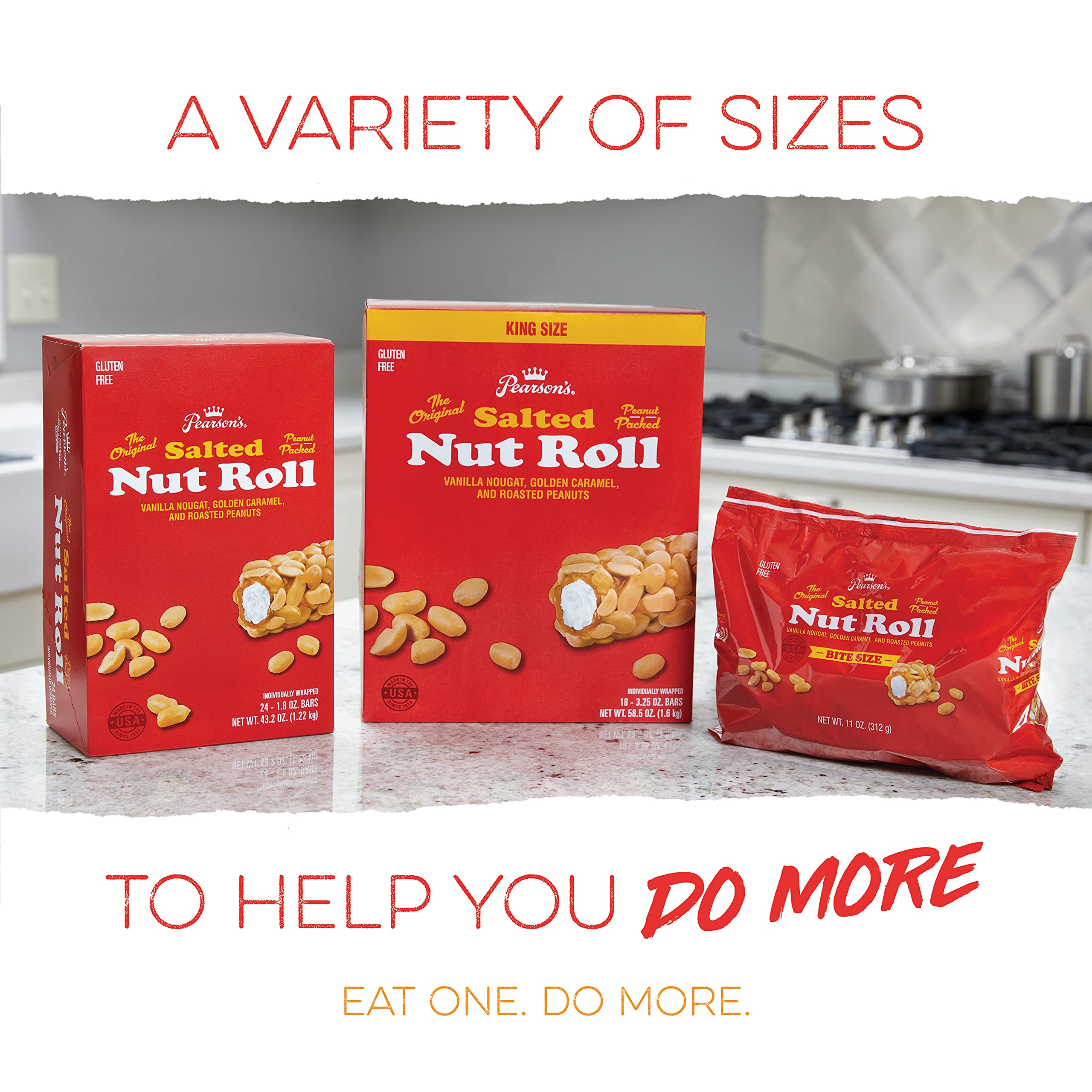 Pearson's Original Salted Nut Roll bulk box, gluten-free option, made in the USA.