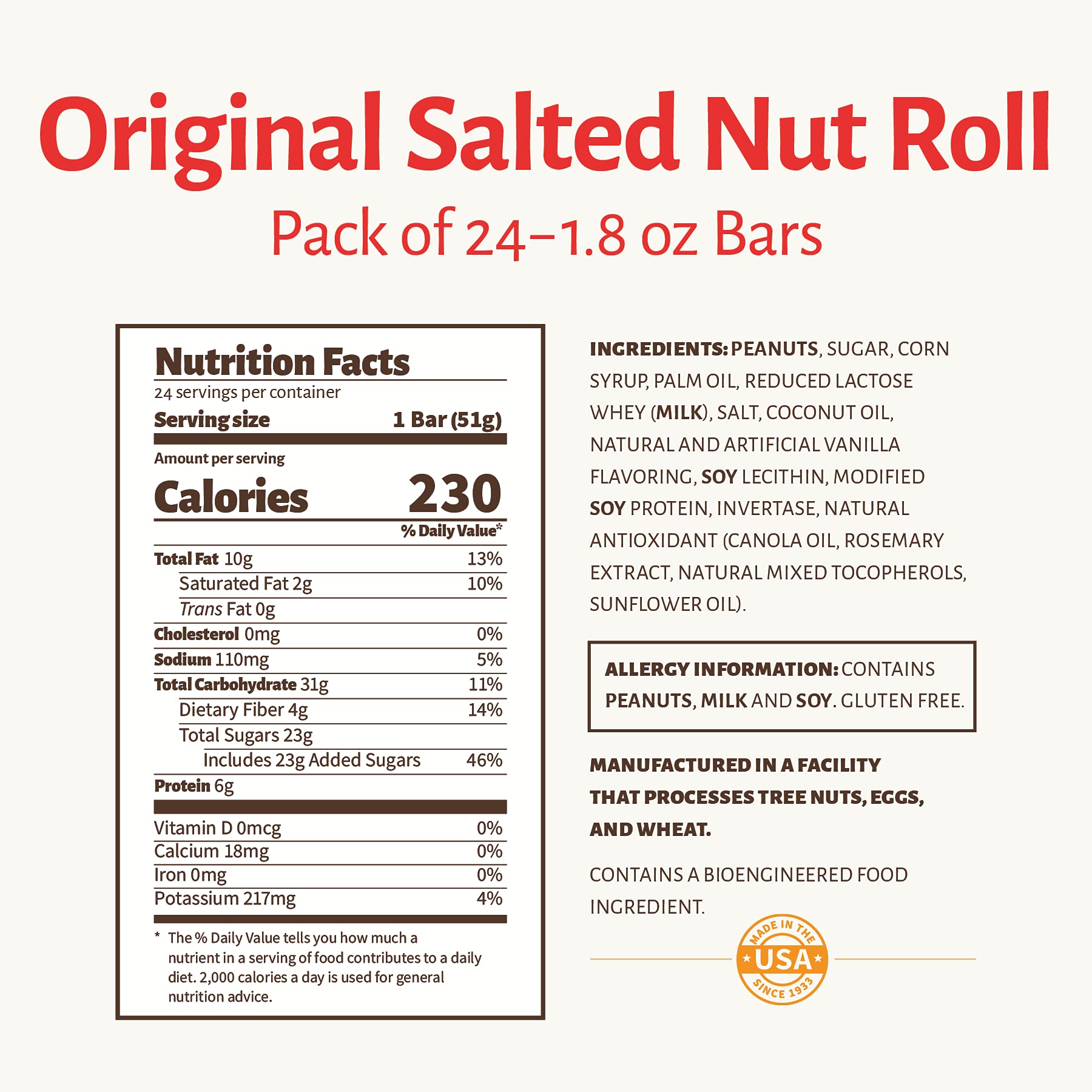 Pearson's Original Salted Nut Roll close-up with peanuts, ideal for a beach-day treat.