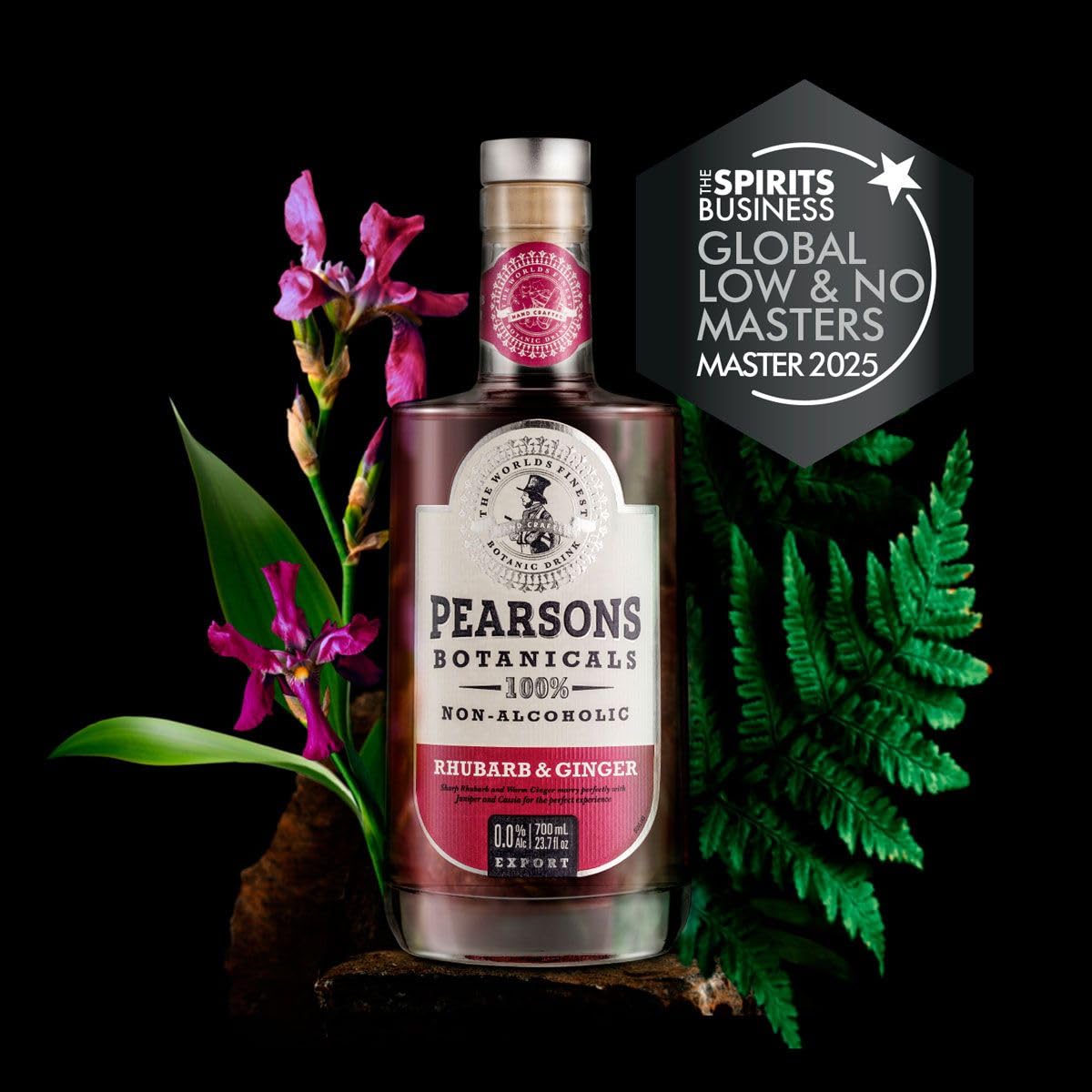 Pearsons Rhubarb & Ginger ingredients closeup highlights natural botanicals and juniper notes.