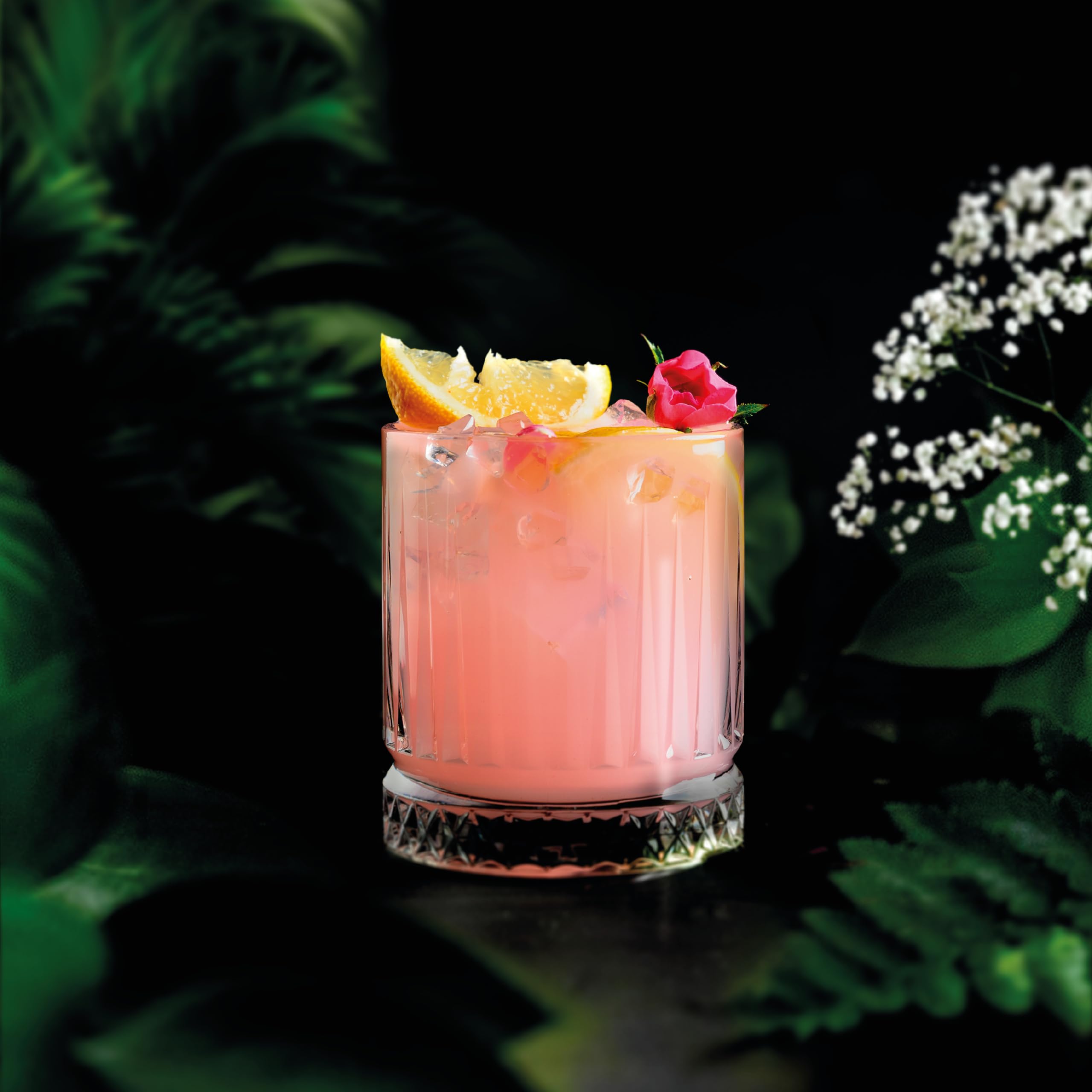 Pearsons Rhubarb & Ginger tonic serving suggests a zingy alcohol-free mixer.