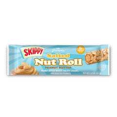 Pearson's SKIPPY Salted Nut Roll close-up highlighting crunchy peanuts for texture