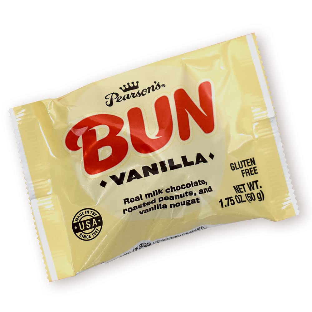 Bulk 24-count Pearson's Vanilla BUN cluster bar box for easy stocking